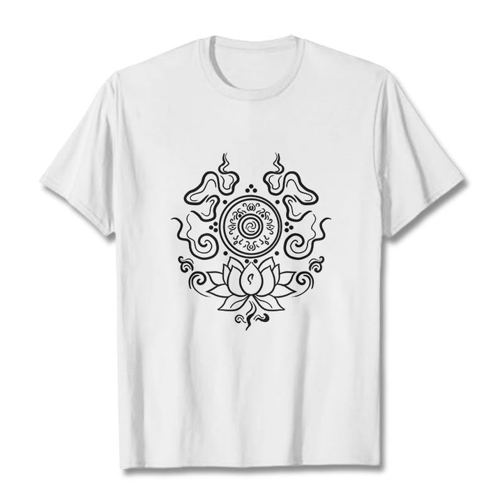 T-shirt à motif de fleur de lotus et de Buddha Stones - Blanc - 2XL - image 8