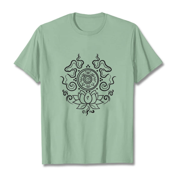 T-shirt à motif de fleur de lotus et de Buddha Stones - Vert pâle - 2XL - image 15