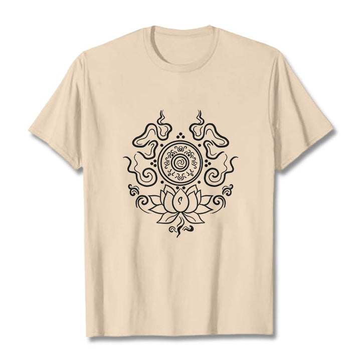 T-shirt à motif de fleur de lotus et de Buddha Stones - Bisque - 2XL - image 1
