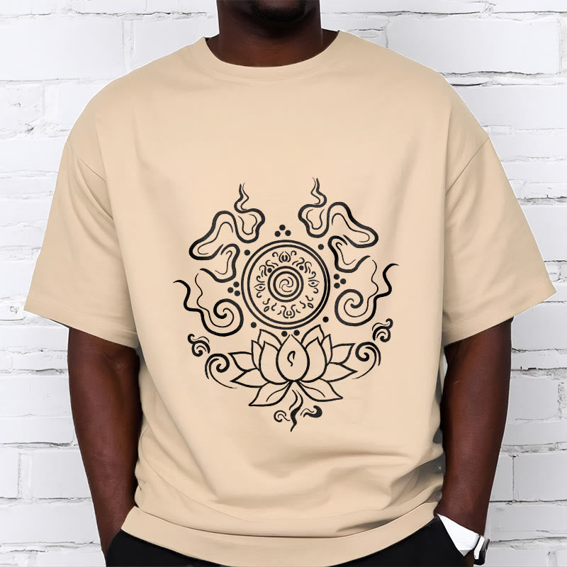 T-shirt à motif de fleur de lotus et de Buddha Stones - image 2