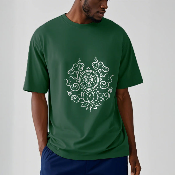 T-shirt à motif de fleur de lotus et de Buddha Stones - image 12