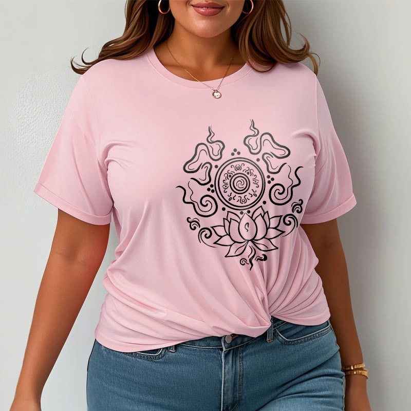 T-shirt à motif de fleur de lotus et de Buddha Stones - image 14