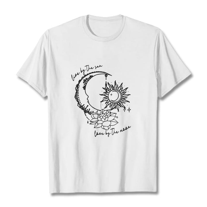 T-shirt à motif Buddha Stones, soleil, lune, fleur de lotus - Blanc - 2XL - image 8