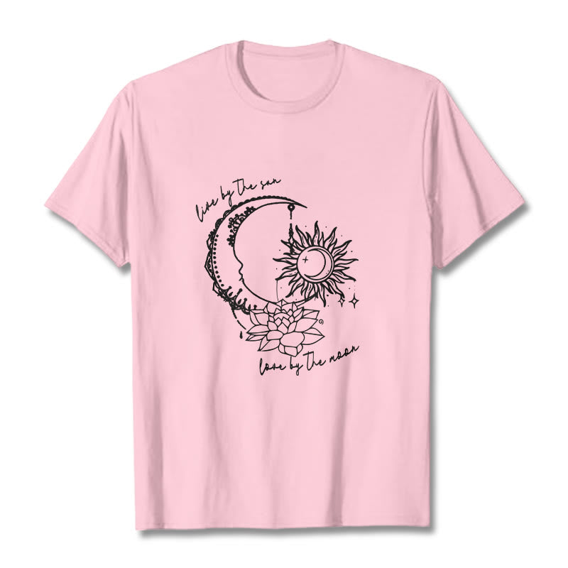 T-shirt à motif Buddha Stones, soleil, lune, fleur de lotus - Rose clair - 2XL - image 13