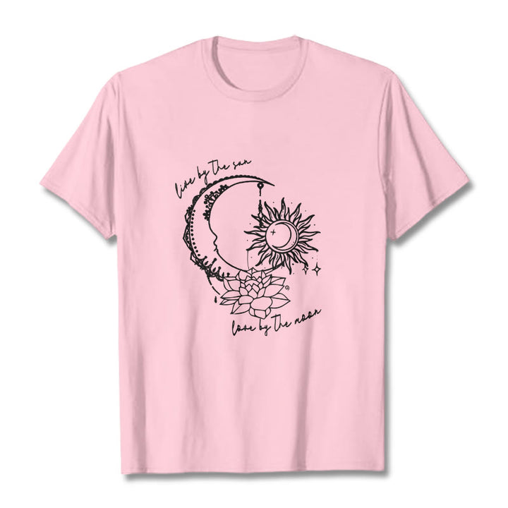 T-shirt à motif Buddha Stones, soleil, lune, fleur de lotus - Rose clair - 2XL - image 13