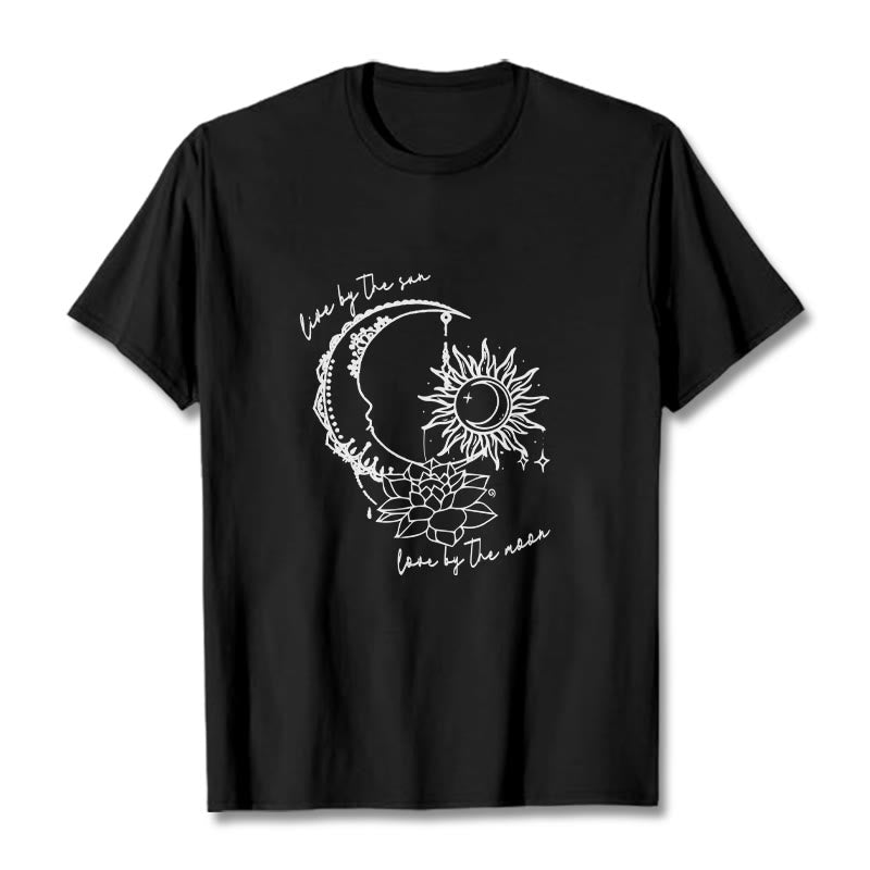 T-shirt à motif Buddha Stones, soleil, lune, fleur de lotus - Noir - 2XL - image 4