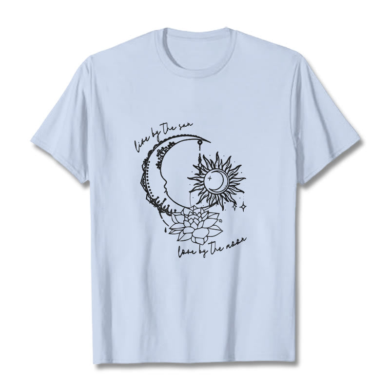 T-shirt à motif Buddha Stones, soleil, lune, fleur de lotus - Cyan clair - 2XL - image 19