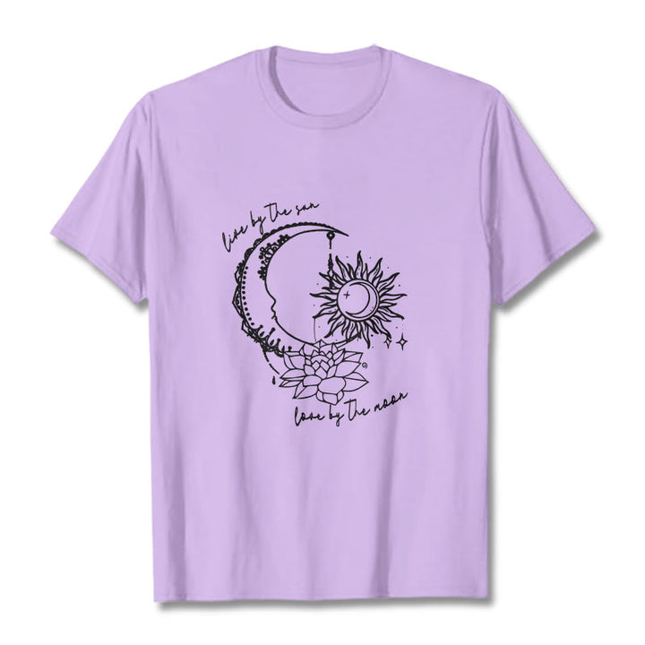 T-shirt à motif Buddha Stones, soleil, lune, fleur de lotus - Prune - 2XL - image 17