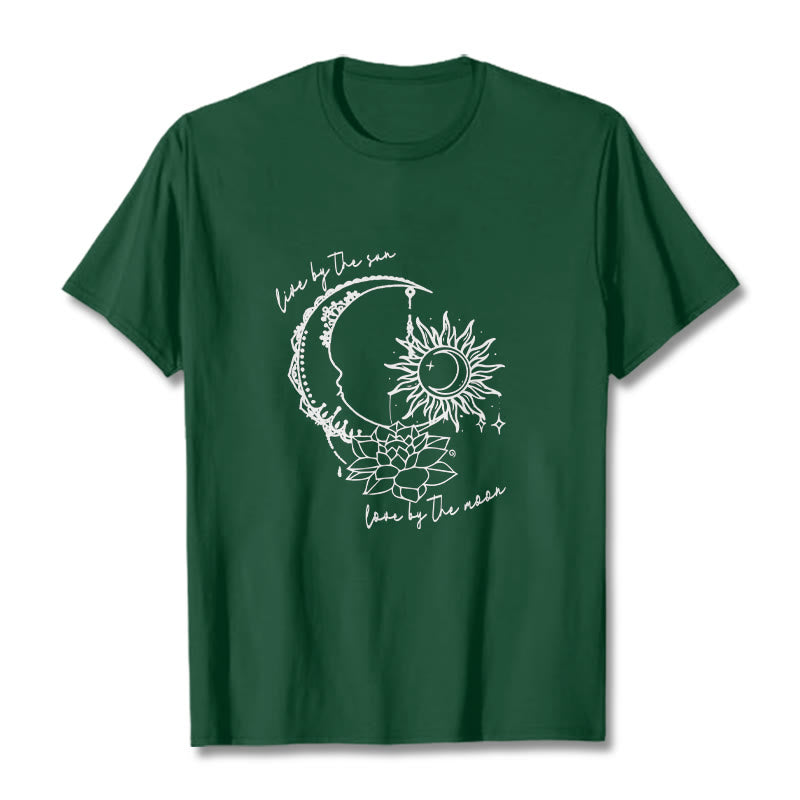 T-shirt à motif Buddha Stones, soleil, lune, fleur de lotus - Forêt Verte - 2XL - image 1