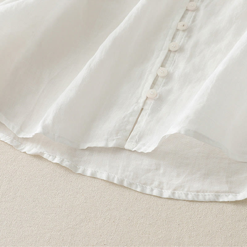 Chemise boutonnée en coton et lin pour femme avec broderies de Buddha Stones - image 12