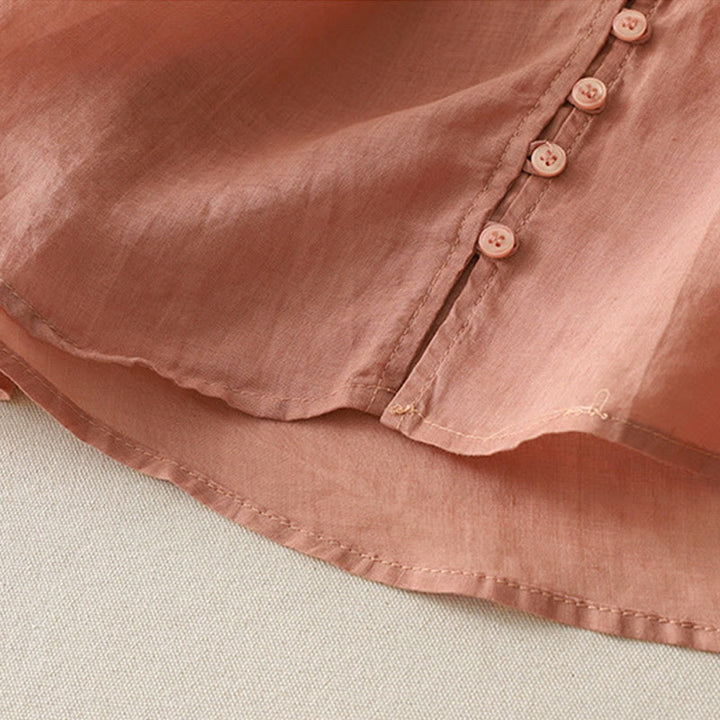 Chemise boutonnée en coton et lin pour femme avec broderies de Buddha Stones - image 25