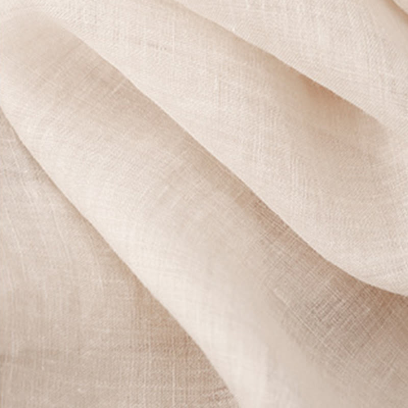 T-shirt à manches courtes en coton et lin pour femme, col ras du cou et plis, broderies de Buddha Stones - image 5