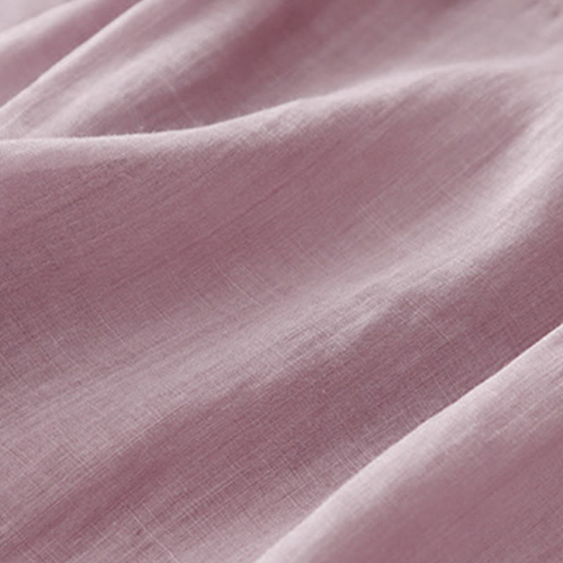 T-shirt à manches courtes en coton et lin pour femme, col ras du cou et plis, broderies de Buddha Stones - image 21