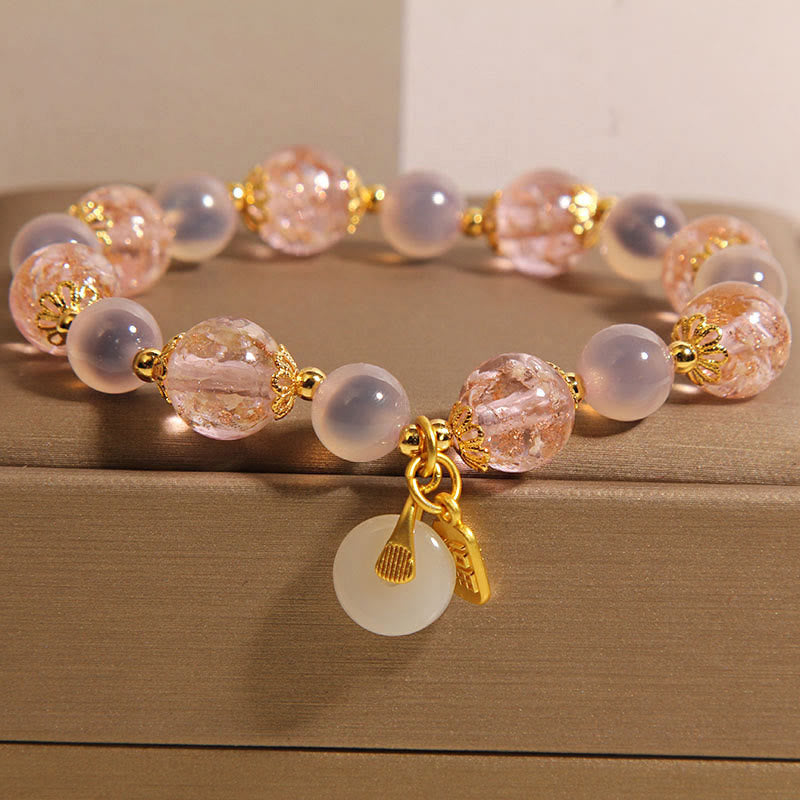 Bracelet de guérison en agate bonbon Liuli avec boucle de paix et Buddha Stones Fu - Liuli (tour de poignet : 18 cm) - image 1