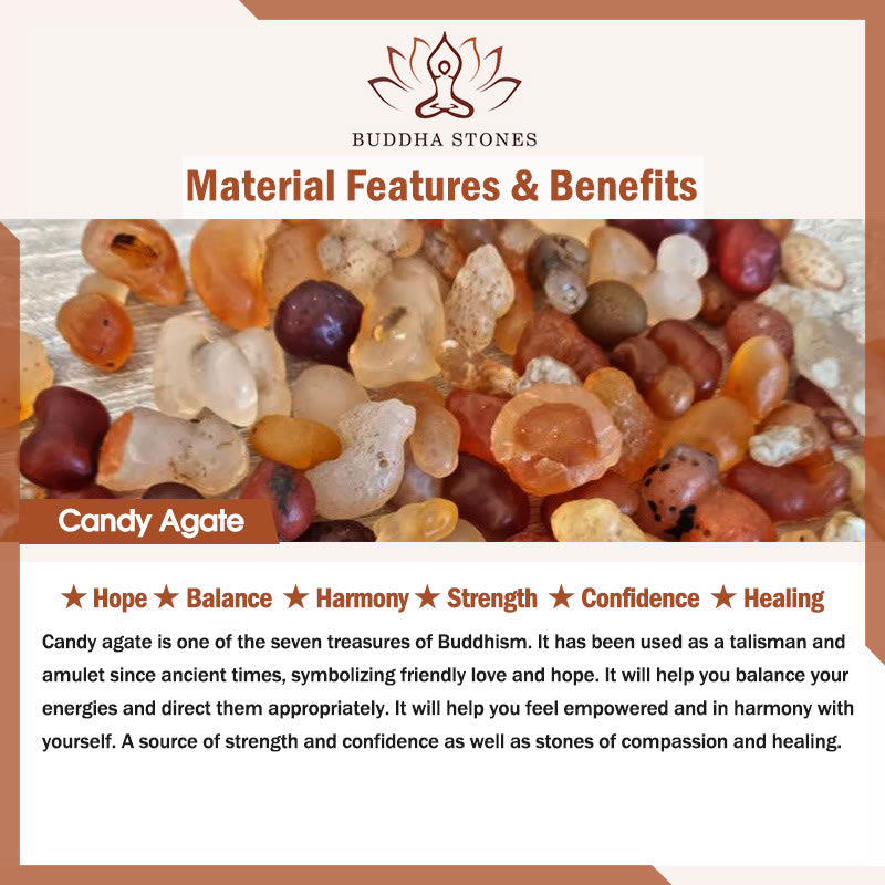 Bracelet de guérison en agate bonbon Liuli avec boucle de paix et Buddha Stones Fu - image 6