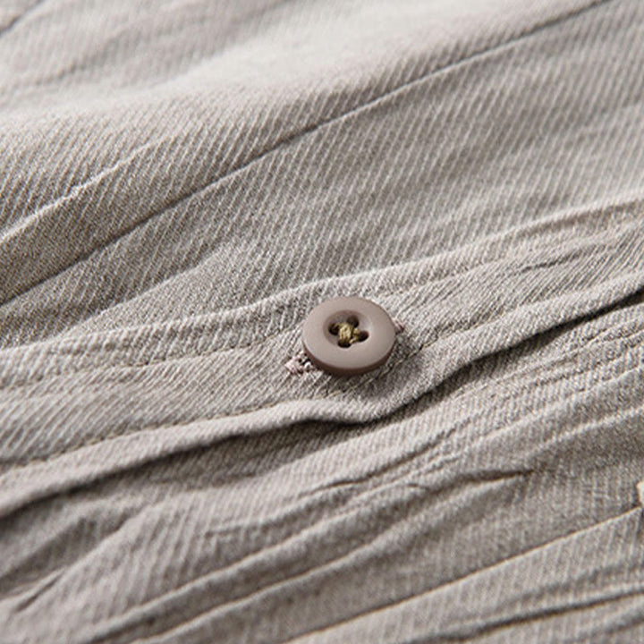 Chemise à manches longues en lin ramie avec poches pour homme, style rétro, plissée et boutons, motif Buddha Stones - image 14