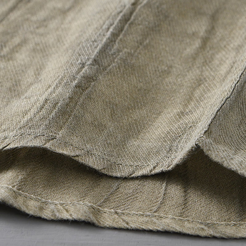 Chemise à manches longues en lin ramie avec poches pour homme, style rétro, plissée et boutons, motif Buddha Stones - image 8