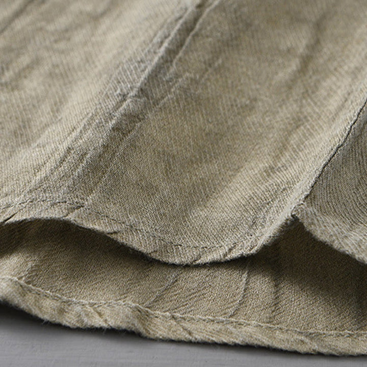 Chemise à manches longues en lin ramie avec poches pour homme, style rétro, plissée et boutons, motif Buddha Stones - image 8