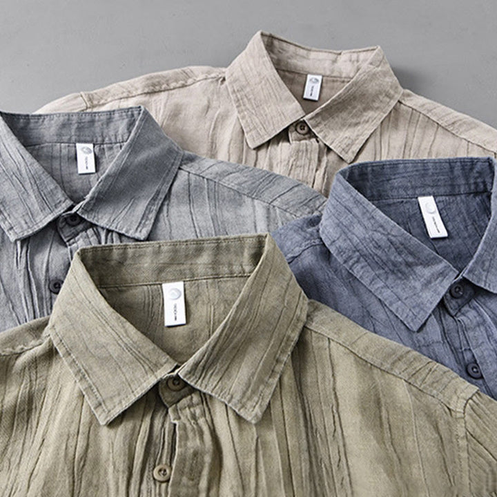 Chemise à manches longues en lin ramie avec poches pour homme, style rétro, plissée et boutons, motif Buddha Stones - image 21