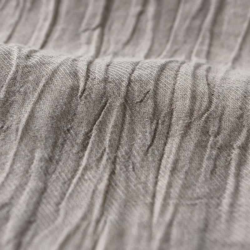 Chemise à manches longues en lin ramie avec poches pour homme, style rétro, plissée et boutons, motif Buddha Stones - image 13