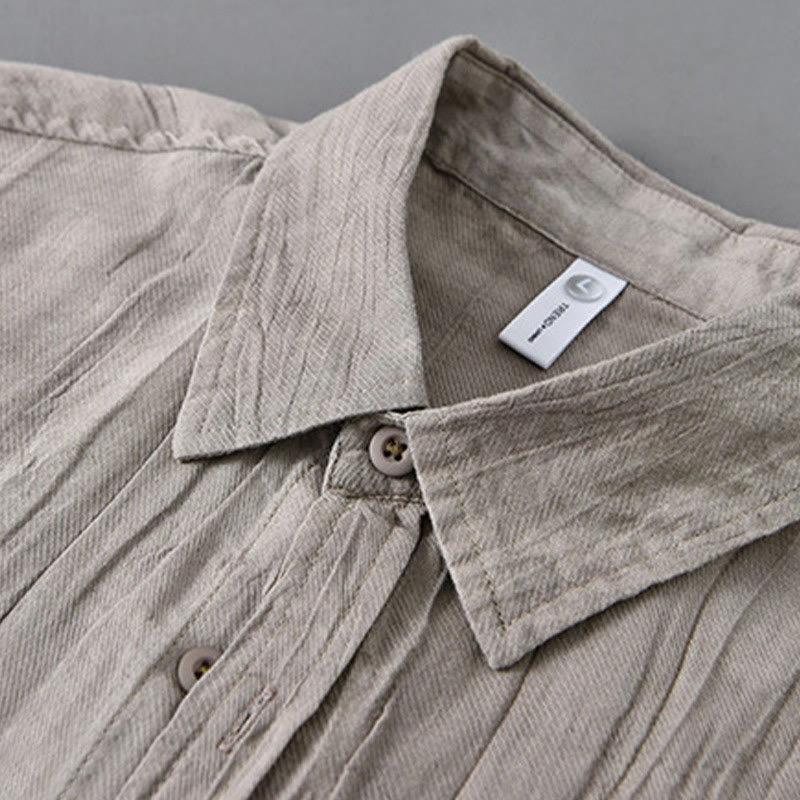 Chemise à manches longues en lin ramie avec poches pour homme, style rétro, plissée et boutons, motif Buddha Stones - image 11