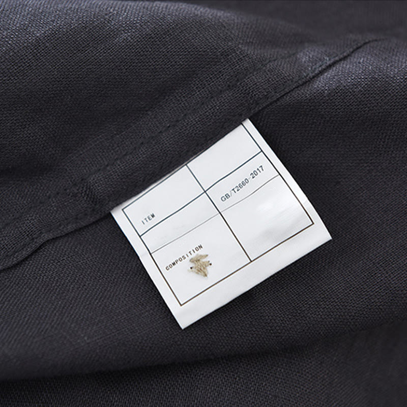 Chemise d'été en lin à manches courtes et poches pour homme, motif Buddha Stones, revers à demi-boutons - image 10