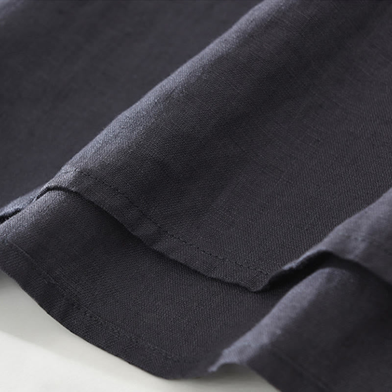 Chemise d'été en lin à manches courtes et poches pour homme, motif Buddha Stones, revers à demi-boutons - image 12