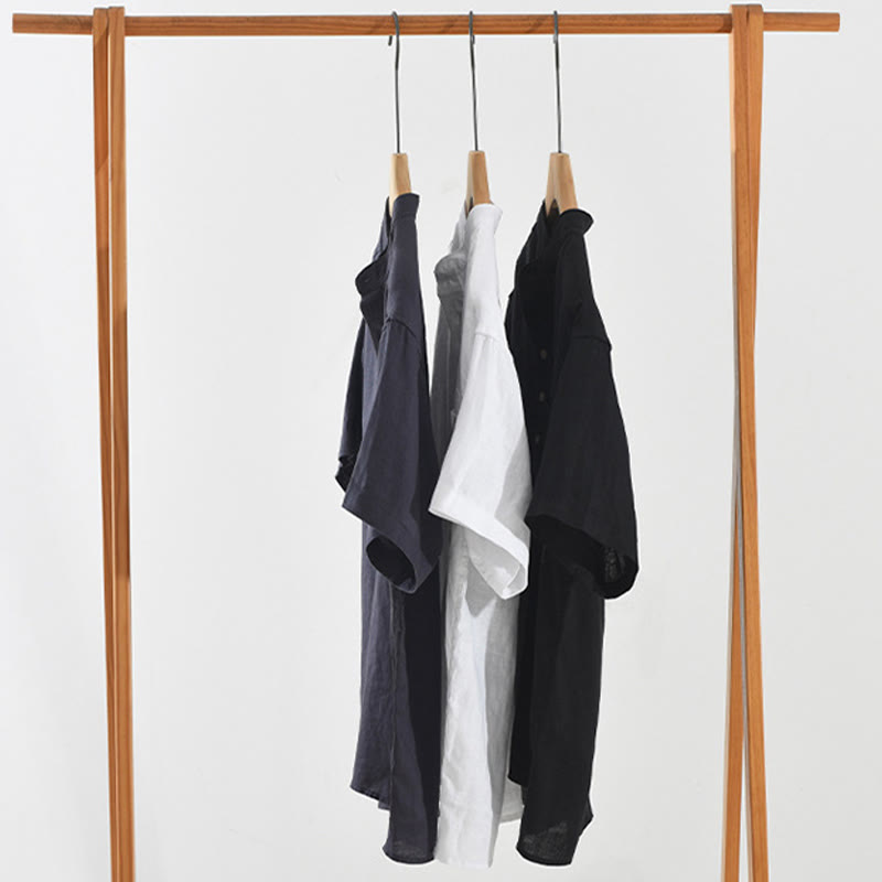 Chemise d'été en lin à manches courtes et poches pour homme, motif Buddha Stones, revers à demi-boutons - image 16