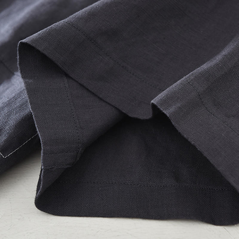 Chemise d'été en lin à manches courtes et poches pour homme, motif Buddha Stones, revers à demi-boutons - image 13