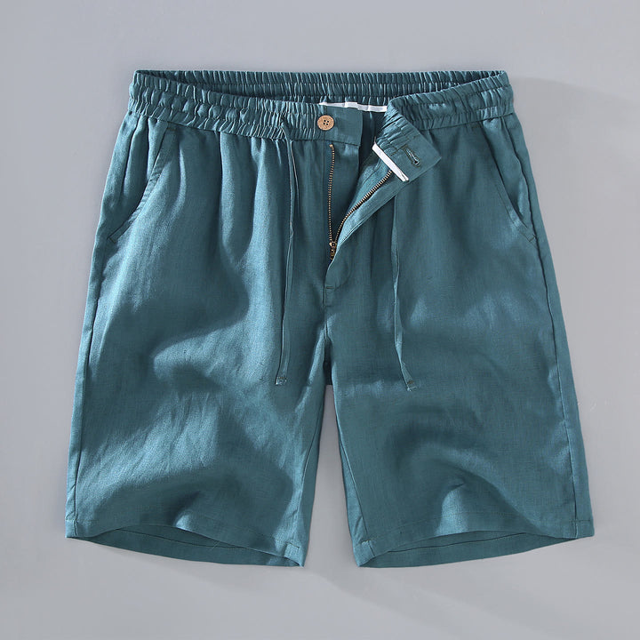 Short d'été en lin pour homme avec poches et cordon de serrage, couleur unie, motif Buddha Stones - Cyan foncé - US/UK/AU42,EU52 (3XL) - image 12