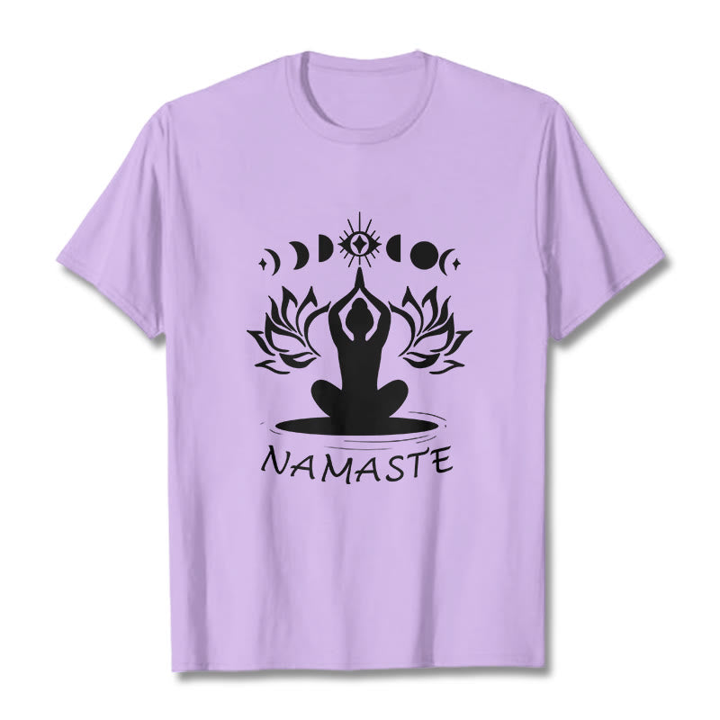 T-shirt décontracté à motif Buddha Stones, motif lotus, lune et œil méditatif - Prune - 2XL - image 18