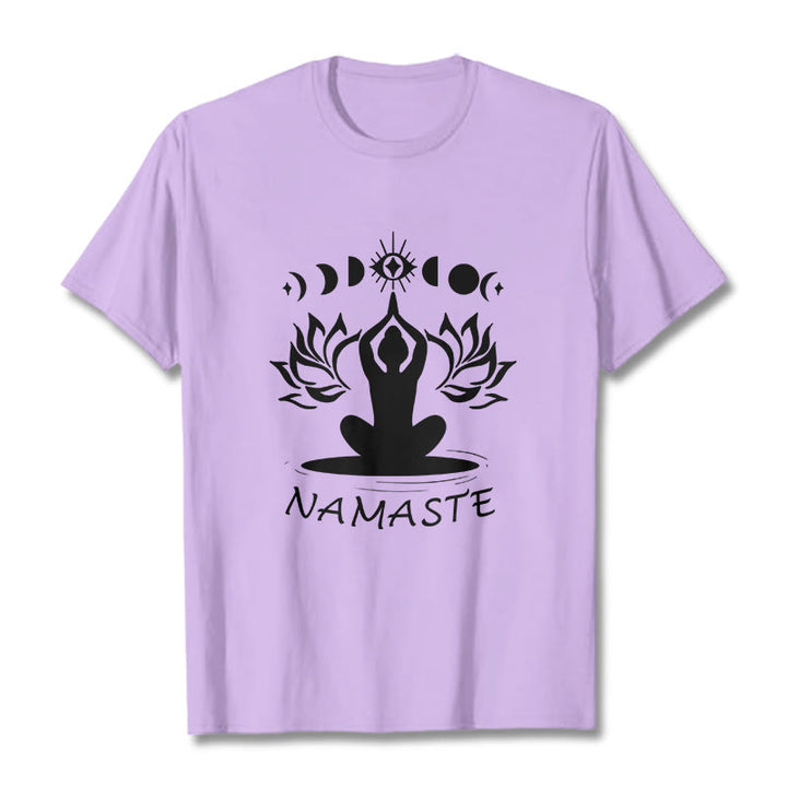T-shirt décontracté à motif Buddha Stones, motif lotus, lune et œil méditatif - Prune - 2XL - image 18