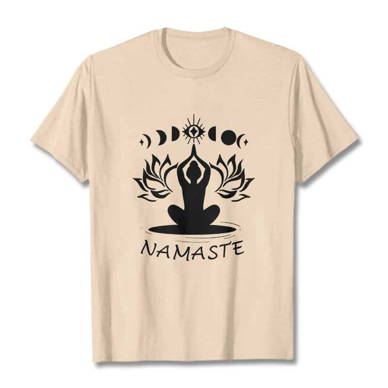 T-shirt décontracté à motif Buddha Stones, motif lotus, lune et œil méditatif - Bisque - 2XL - image 10