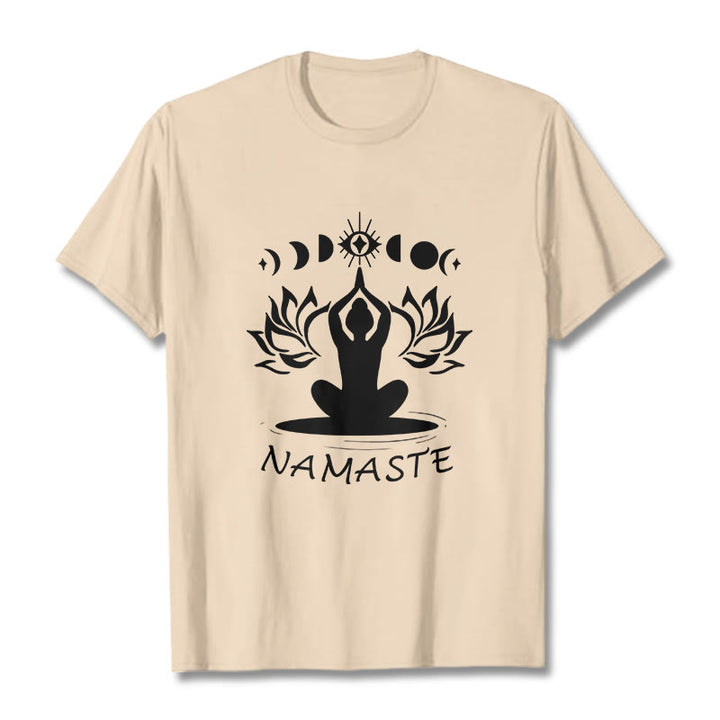 T-shirt décontracté à motif Buddha Stones, motif lotus, lune et œil méditatif - Bisque - 2XL - image 10