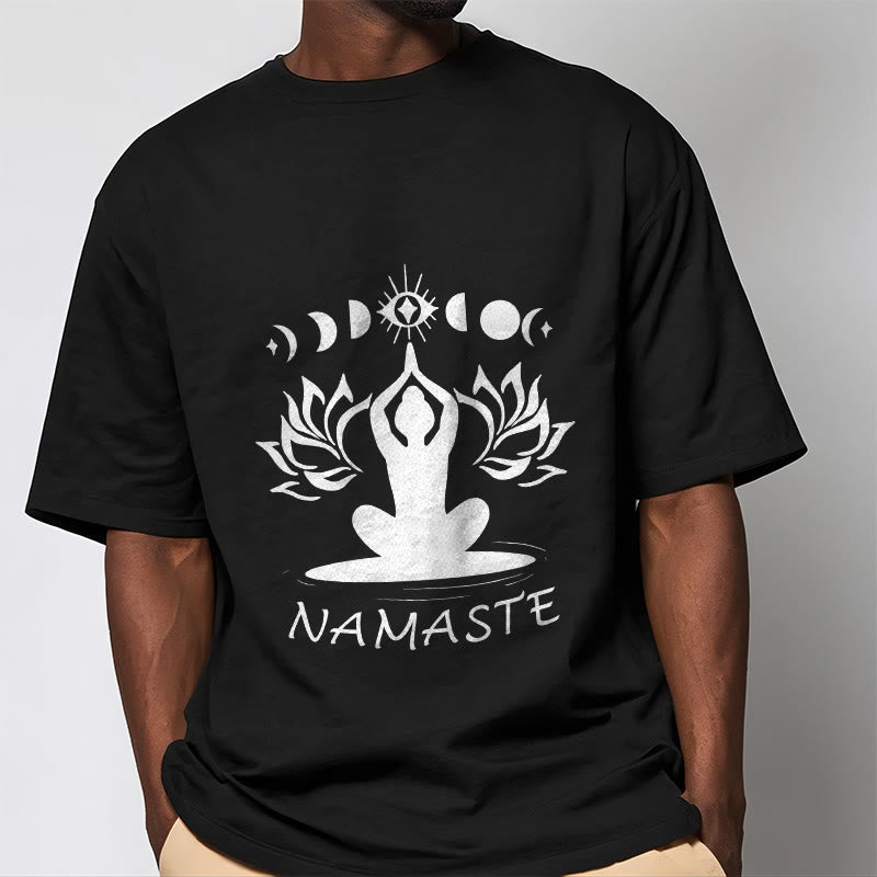 T-shirt décontracté à motif Buddha Stones, motif lotus, lune et œil méditatif - image 4