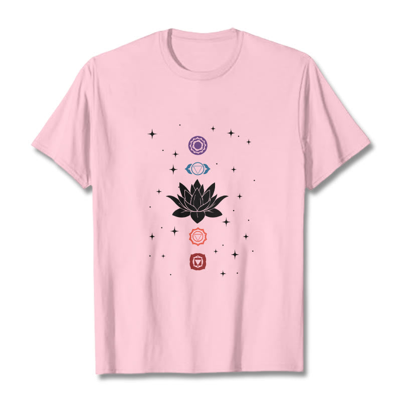 T-shirt décontracté à motif de Buddha Stones et de fleurs de lotus - Rose clair - 2XL - image 13