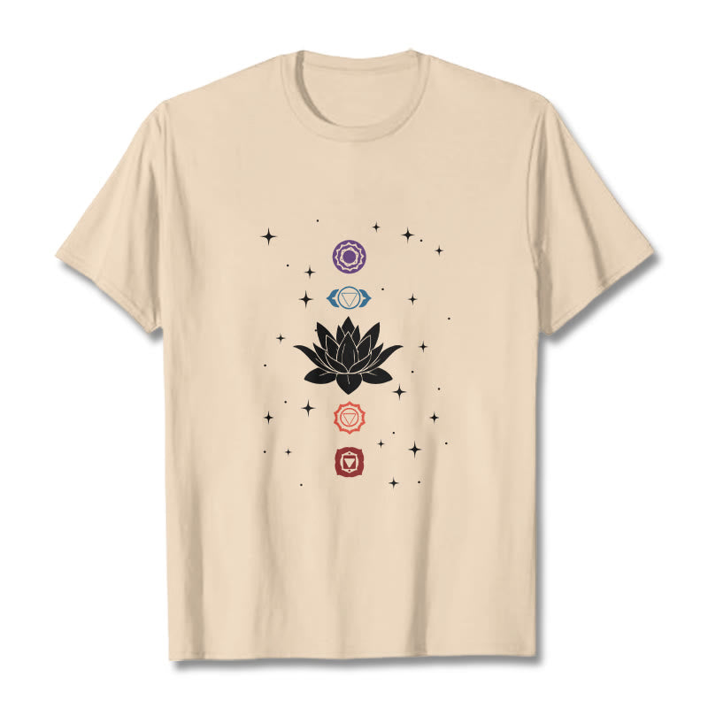 T-shirt décontracté à motif de Buddha Stones et de fleurs de lotus - Bisque - 2XL - image 9