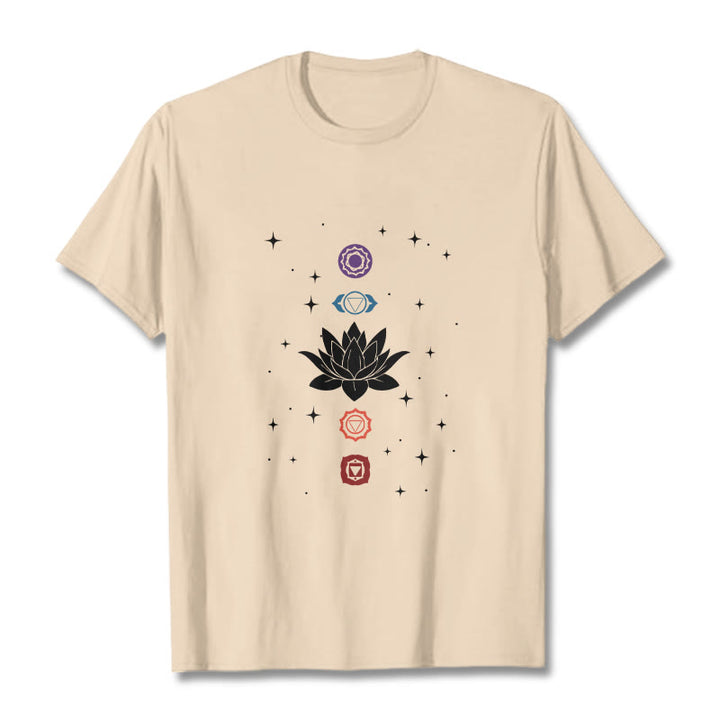 T-shirt décontracté à motif de Buddha Stones et de fleurs de lotus - Bisque - 2XL - image 9