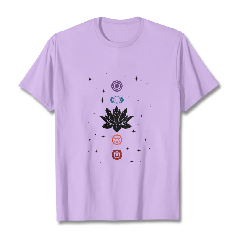 T-shirt décontracté à motif de Buddha Stones et de fleurs de lotus - Prune - 2XL - image 17