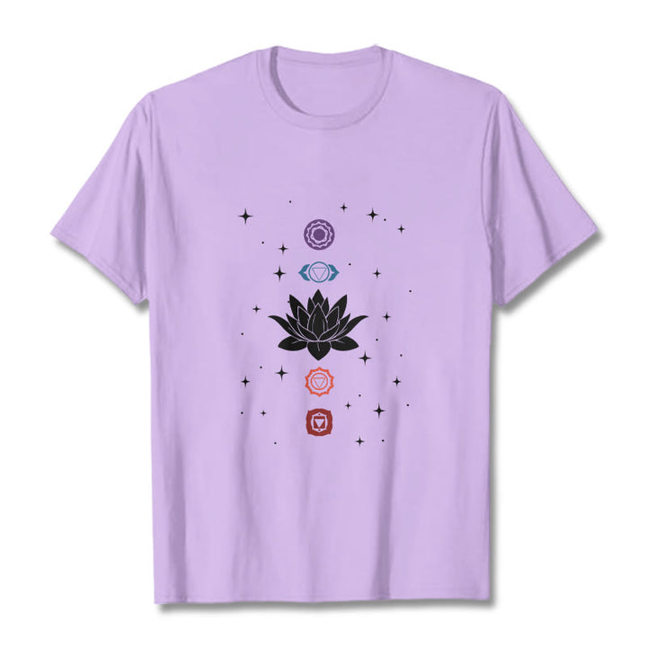 T-shirt décontracté à motif de Buddha Stones et de fleurs de lotus - Prune - 2XL - image 17