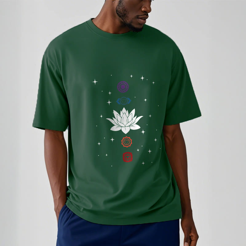 T-shirt décontracté à motif de Buddha Stones et de fleurs de lotus - image 12