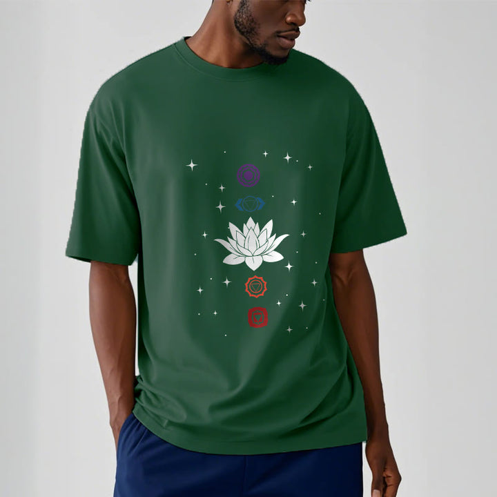 T-shirt décontracté à motif de Buddha Stones et de fleurs de lotus - image 12