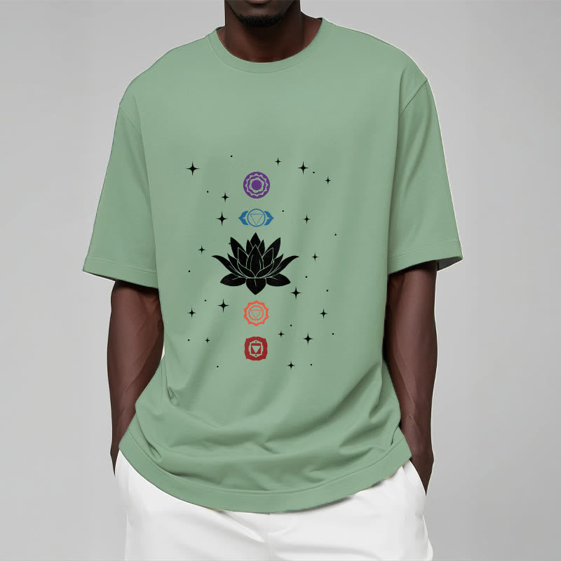 T-shirt décontracté à motif de Buddha Stones et de fleurs de lotus - image 16