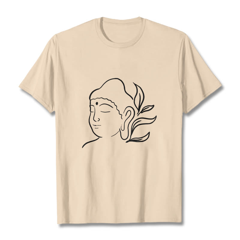 T-shirt décontracté à motif de visage de Bouddha avec Buddha Stones - Bisque - 2XL - image 9