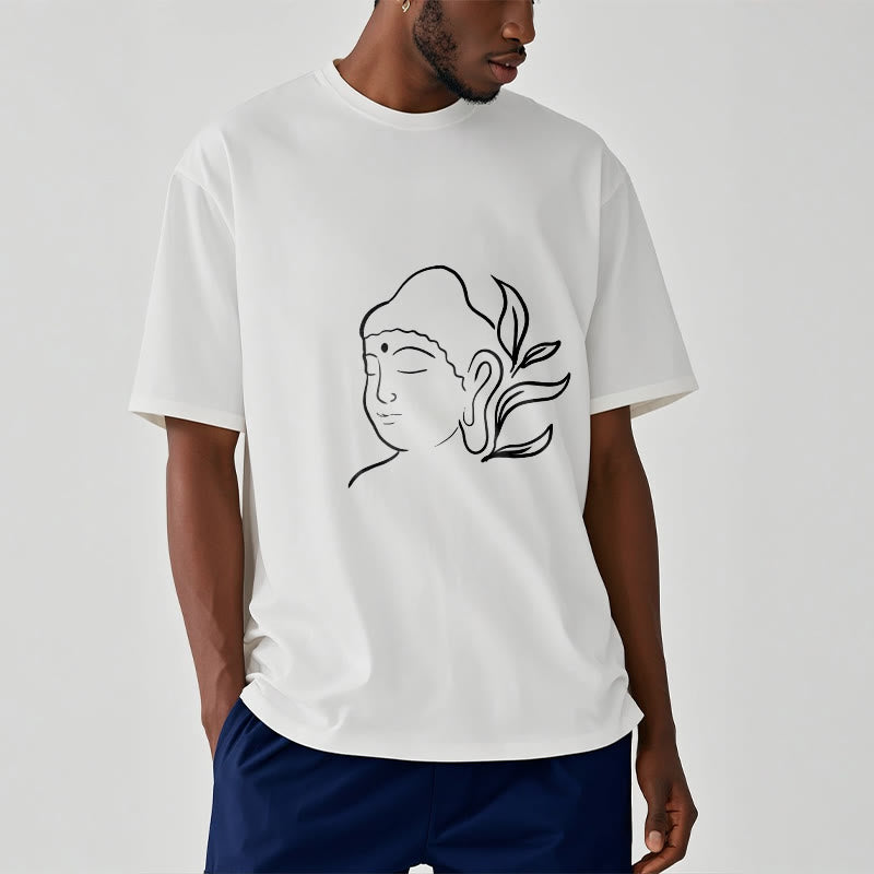 T-shirt décontracté à motif de visage de Bouddha avec Buddha Stones - image 7