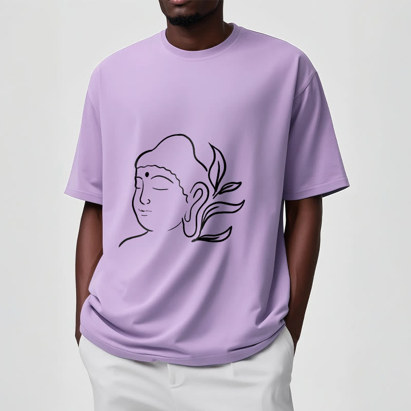 T-shirt décontracté à motif de visage de Bouddha avec Buddha Stones - image 18