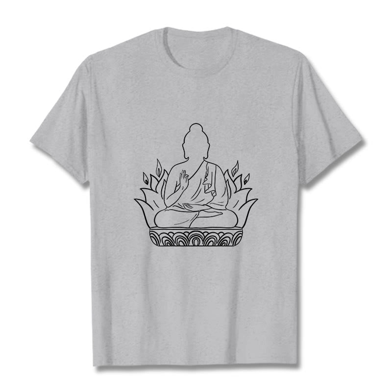 T-shirt décontracté à motif Buddha Stones de méditation - Gris clair - 2XL - image 20
