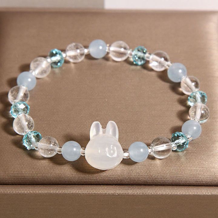 Bracelet de guérison en cristal blanc aigue-marine naturelle de lapin Buddha Stones - image 3