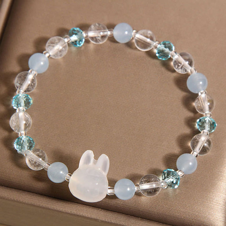 Bracelet de guérison en cristal blanc aigue-marine naturelle de lapin Buddha Stones - image 4