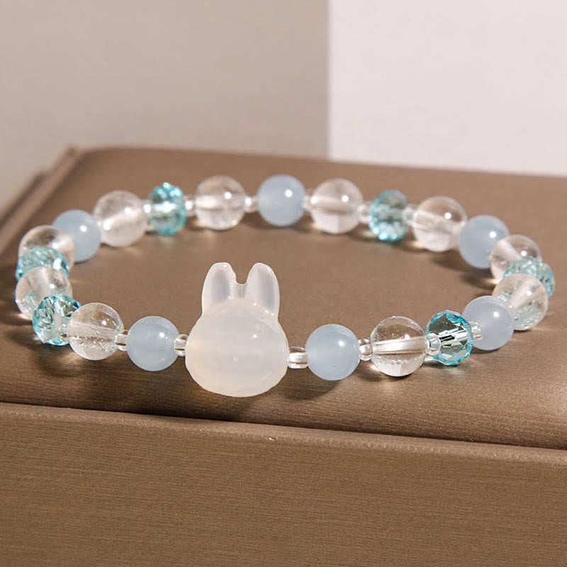 Bracelet de guérison en cristal blanc aigue-marine naturelle de lapin Buddha Stones - image 2